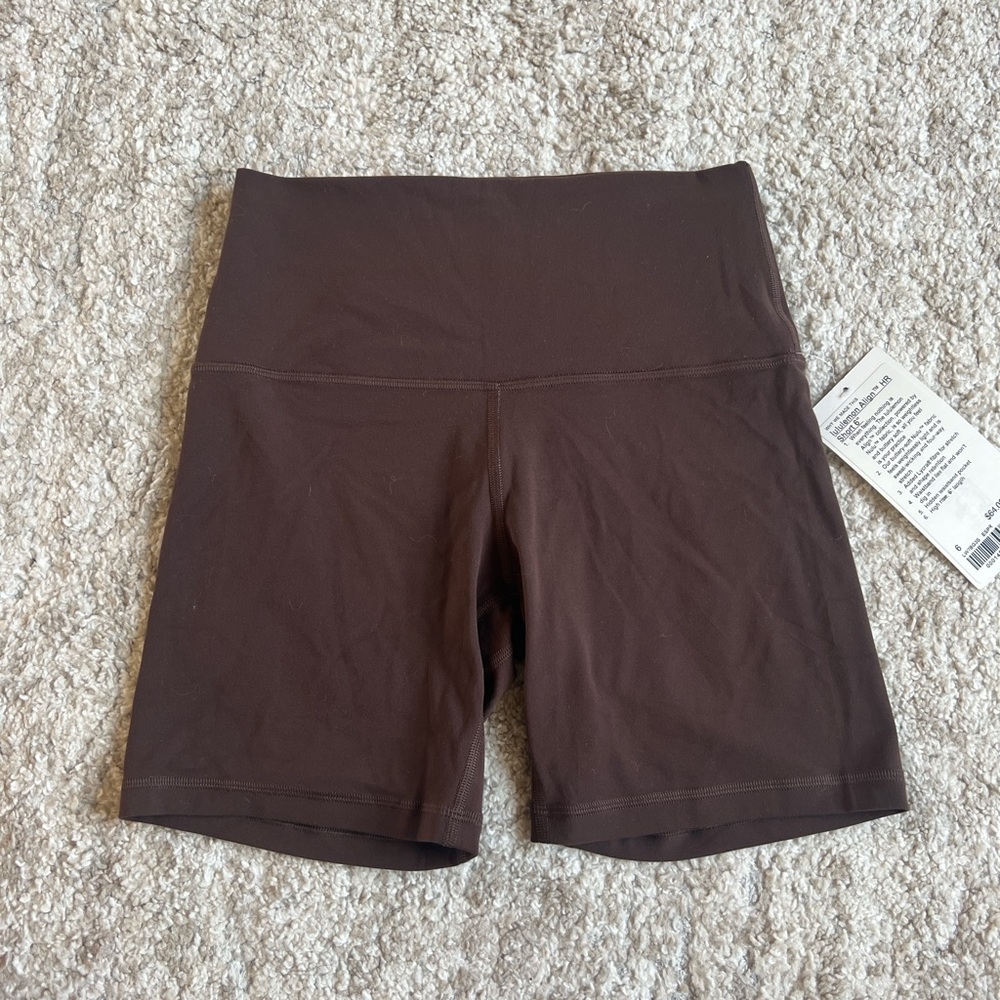 Lululemon Align High Rise Short 6” Espresso Size 6 NWT